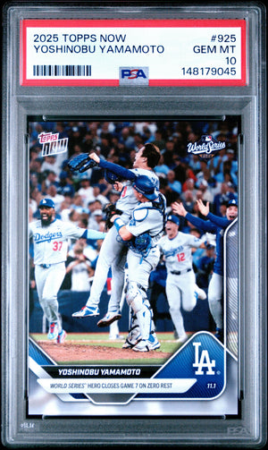 Graded 2025 Topps Now Yoshinobu Yamamoto #925 Baseball Card PSA 10 Gem Mint