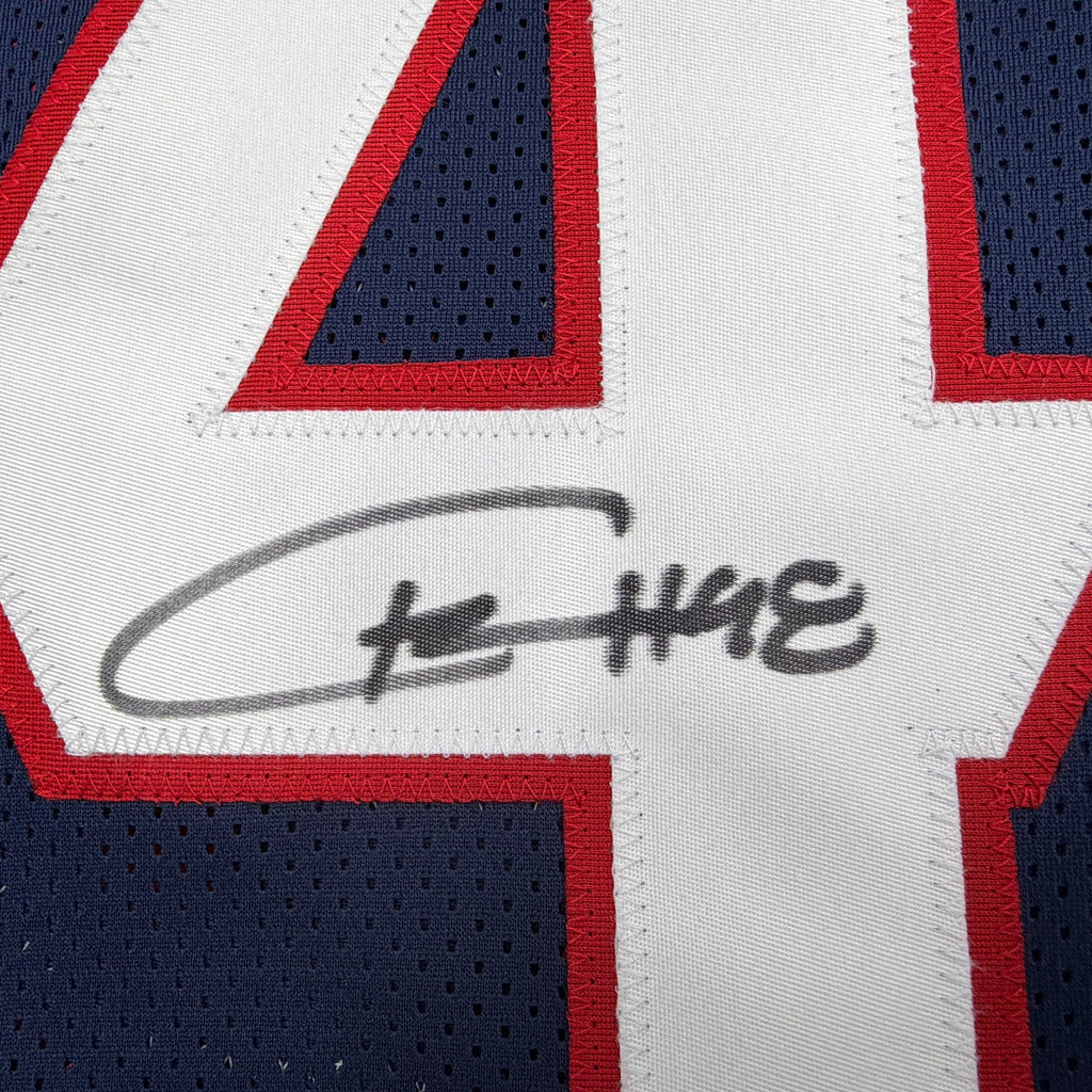 Autographed/Signed Christian Harris Houston Blue Football Jersey Beckett BAS COA