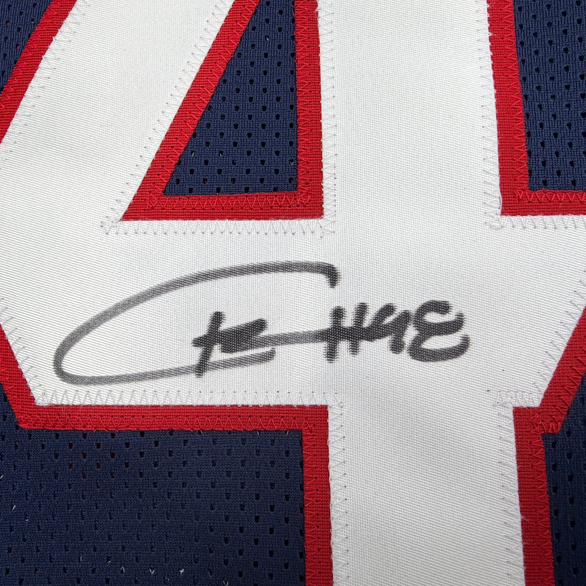 Autographed/Signed Christian Harris Houston Blue Football Jersey Beckett BAS COA