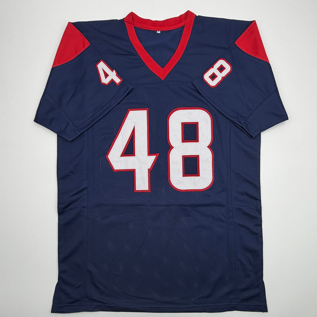 Autographed/Signed Christian Harris Houston Blue Football Jersey Beckett BAS COA