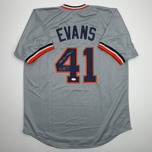 Autographed/Signed Darrell Evans 1984 WS Champs Detroit Grey Baseball Jersey JSA COA