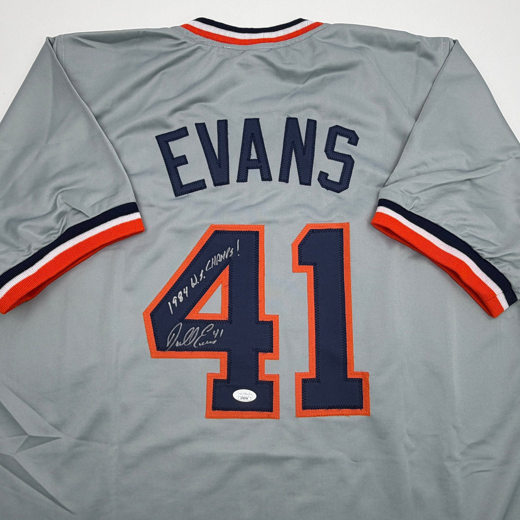 Autographed/Signed Darrell Evans 1984 WS Champs Detroit Grey Baseball Jersey JSA COA