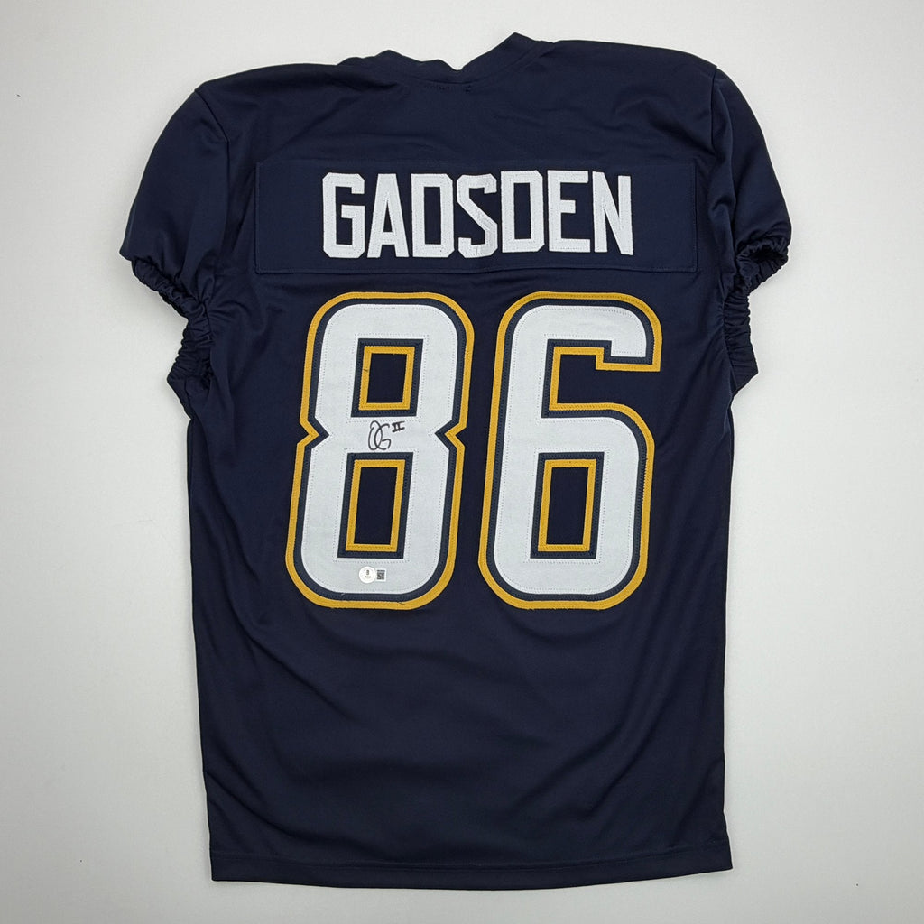 Autographed/Signed Oronde Gadsden Los Angeles San Diego Navy Blue Pro Cut Football Jersey Beckett BAS COA