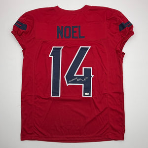 Autographed/Signed Jaylin Noel Houston Red Pro Cut Football Jersey JSA COA