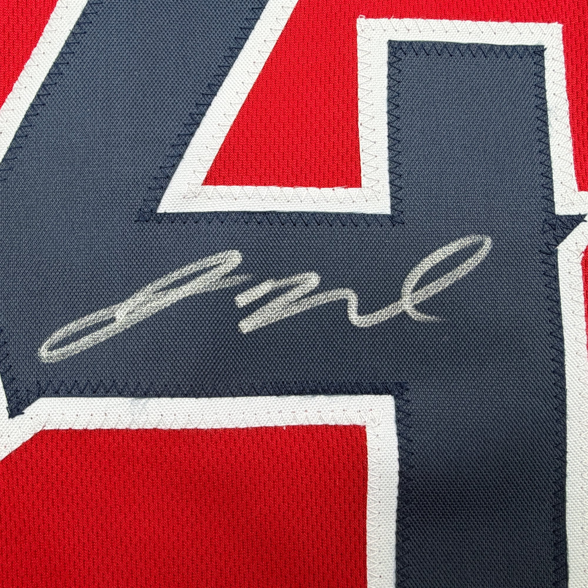 Autographed/Signed Jaylin Noel Houston Red Pro Cut Football Jersey JSA COA