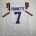 Autographed/Signed Leonard Fournette LSU White College Football Jersey Beckett BAS COA
