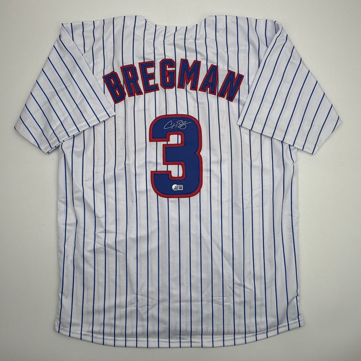 Autographed/Signed Alex Bregman Chicago Pinstripe Baseball Jersey Beckett BAS COA