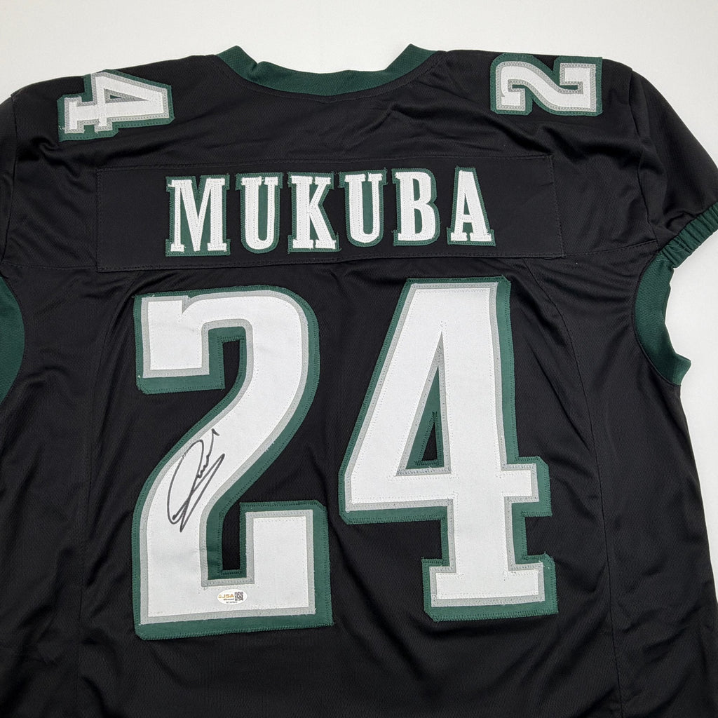 Autographed/Signed Andrew Mukuba Philadelphia Black Pro Cut Football Jersey JSA COA