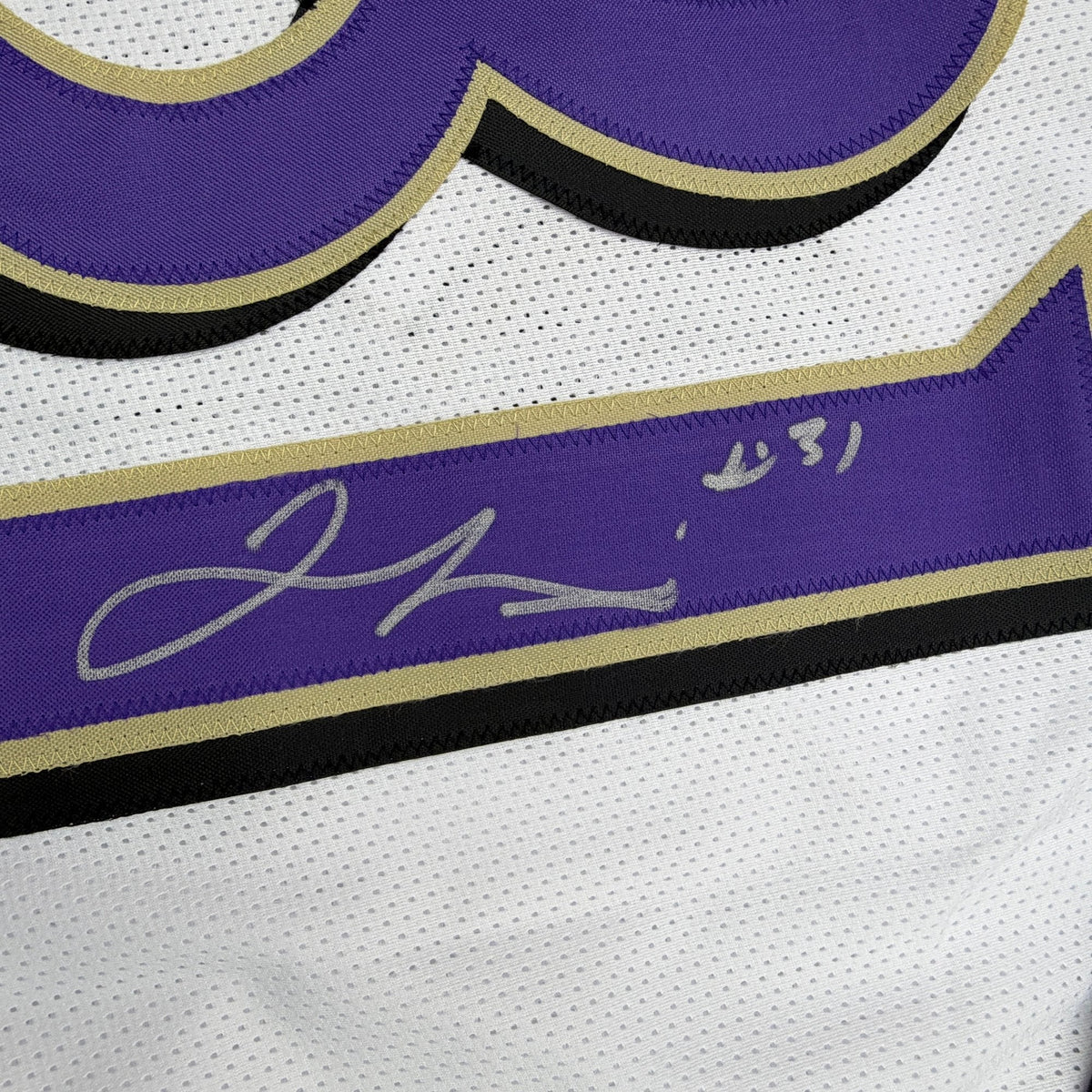 Autographed/Signed Jamal Lewis Baltimore White Football Jersey Beckett BAS COA