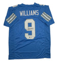 Autographed/Signed Jameson Williams Detroit Blue Football Jersey Beckett BAS COA