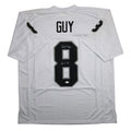 Autographed/Signed Ray Guy HOF 14 Oakland Las Vegas White Football Jersey JSA COA