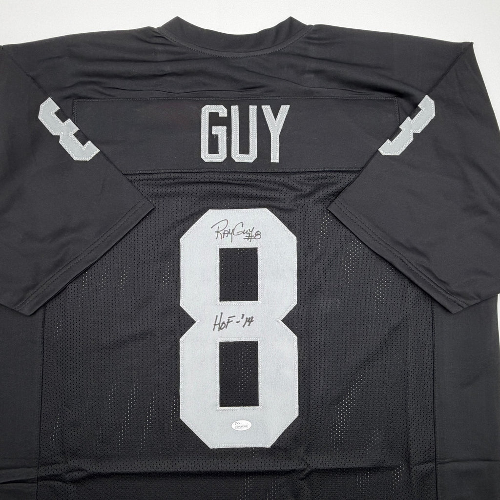 Autographed/Signed Ray Guy HOF 14 Oakland Las Vegas Black Football Jersey JSA COA