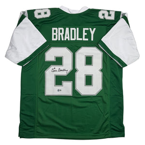 Autographed/Signed Bill Bradley Philadelphia Kelly Green Football Jersey Beckett BAS COA