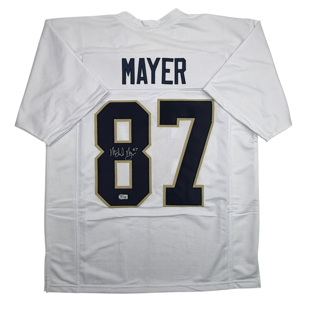 Autographed/Signed Michael Mayer Notre Dame White College Football Jersey Beckett BAS COA