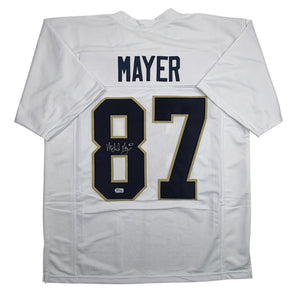 Autographed/Signed Michael Mayer Notre Dame White College Football Jersey Beckett BAS COA