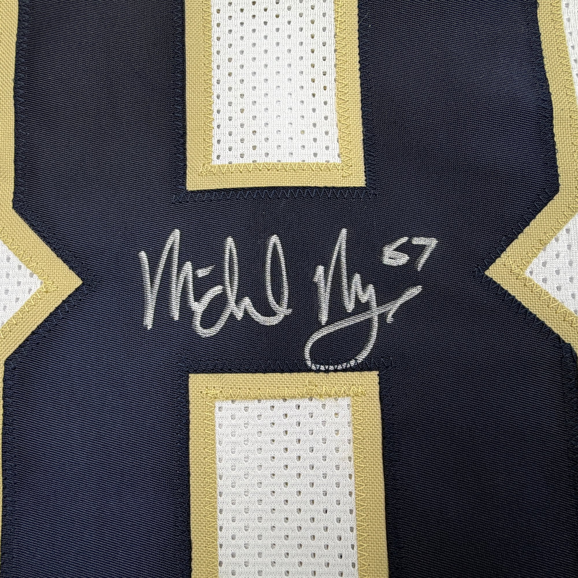 Autographed/Signed Michael Mayer Notre Dame White College Football Jersey Beckett BAS COA