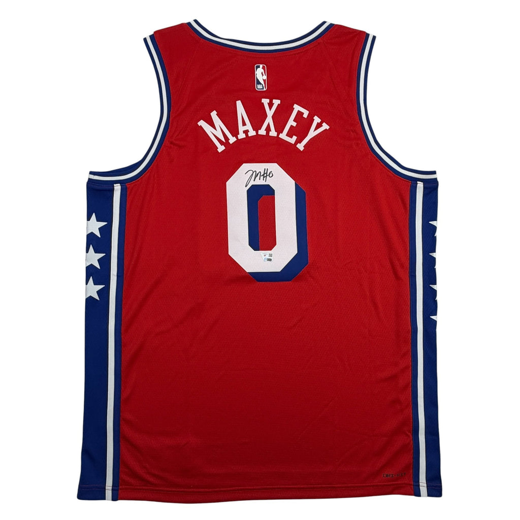 Autographed/Signed Tyrese Maxey Philadelphia 76ers Sixers Red Authentic Basketball Jersey Fanatics COA