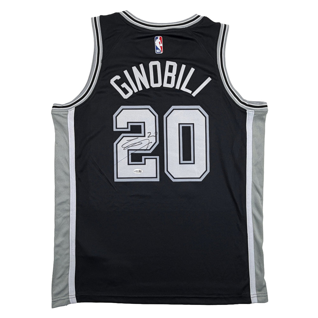 Autographed/Signed Manu Ginobili San Antonio Spurs Black Authentic Basketball Jersey JSA COA