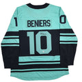 Autographed/Signed Matty Beniers Seattle Kraken Blue Authentic Hockey Jersey Fanatics COA