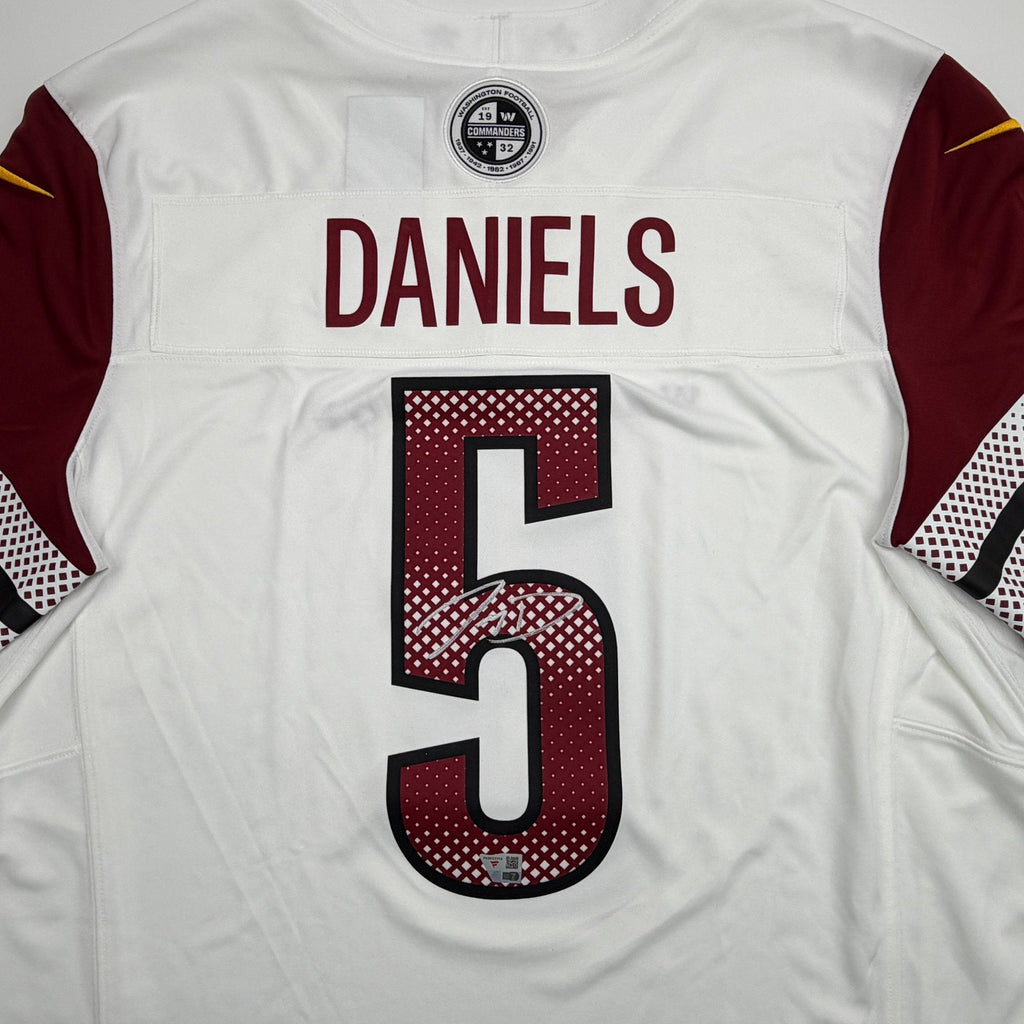 Autographed/Signed Jayden Daniels Washington Commanders White Authentic Football Jersey Fanatics COA