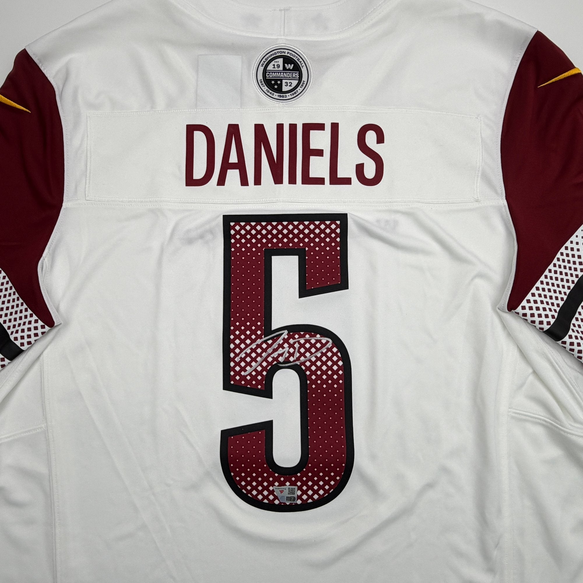 Autographed/Signed Jayden Daniels Washington Commanders White Authentic Football Jersey Fanatics COA