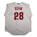 Autographed/Signed Alec Bohm Philadelphia Phillies Pinstripe Authentic Baseball Jersey Fanatics & MLB COA