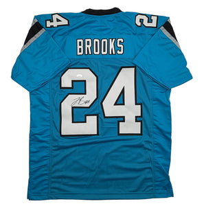 Autographed/Signed Jonathon Brooks Carolina Blue Football Jersey JSA COA