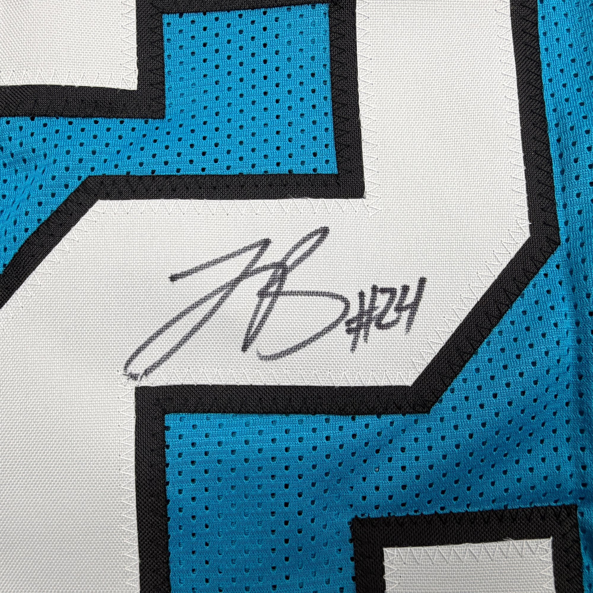 Autographed/Signed Jonathon Brooks Carolina Blue Football Jersey JSA COA