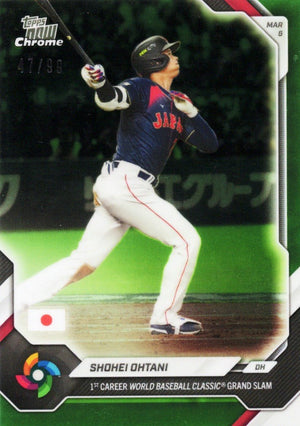 2026 Topps Now World Baseball Classic Shohei Ohtani #WB4 Green Chrome /99 1st Career World Baseball Classic Grand Slam Team Japan Baseball Card