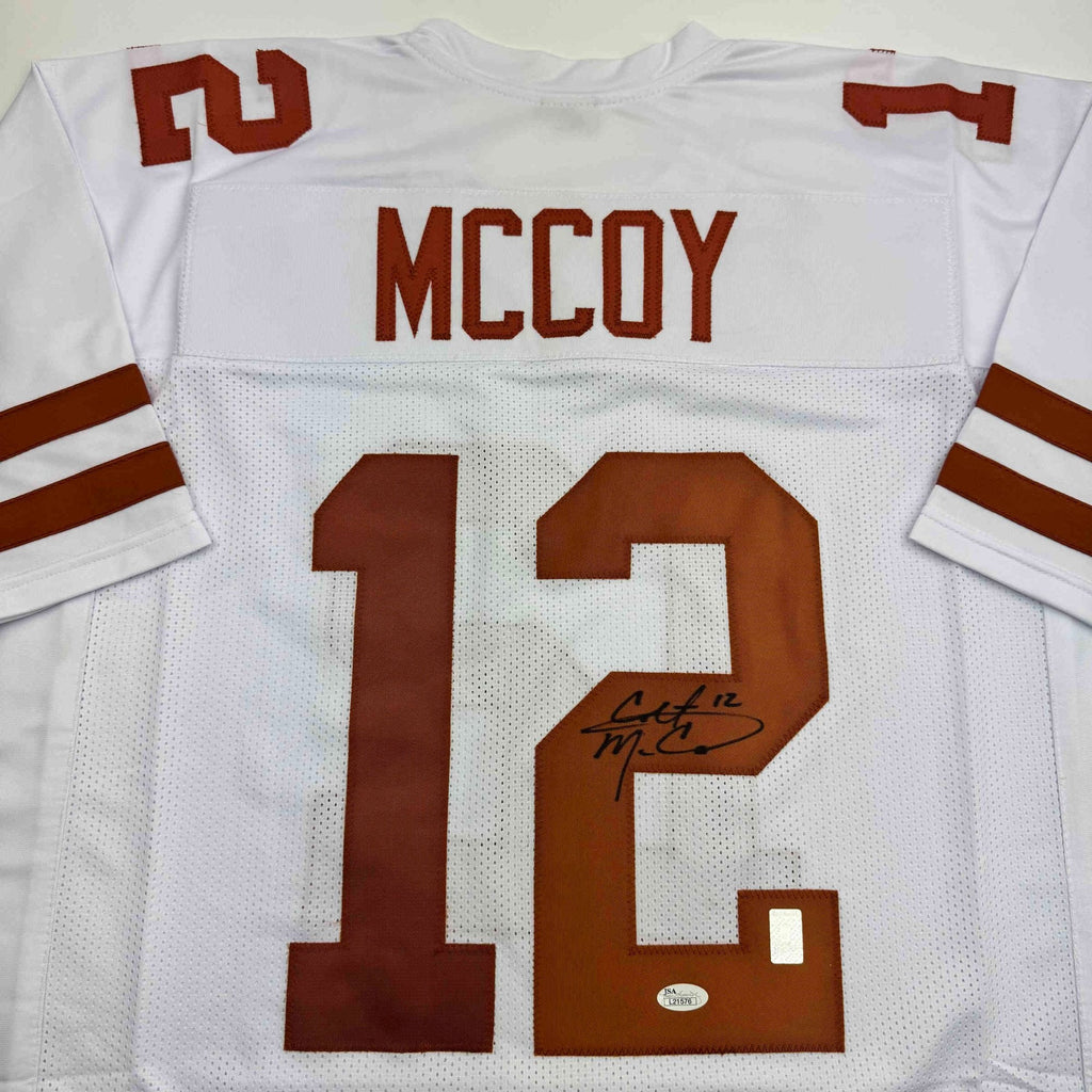 Autographed/Signed Colt McCoy Texas White College Football Jersey JSA COA