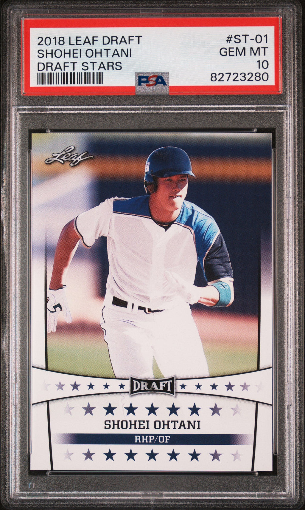 Graded 2018 Leaf Draft Shohei Ohtani #ST-01 Draft Stars Rookie RC Baseball Card PSA 10 Gem Mint