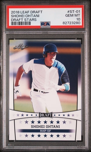 Graded 2018 Leaf Draft Shohei Ohtani #ST-01 Draft Stars Rookie RC Baseball Card PSA 10 Gem Mint