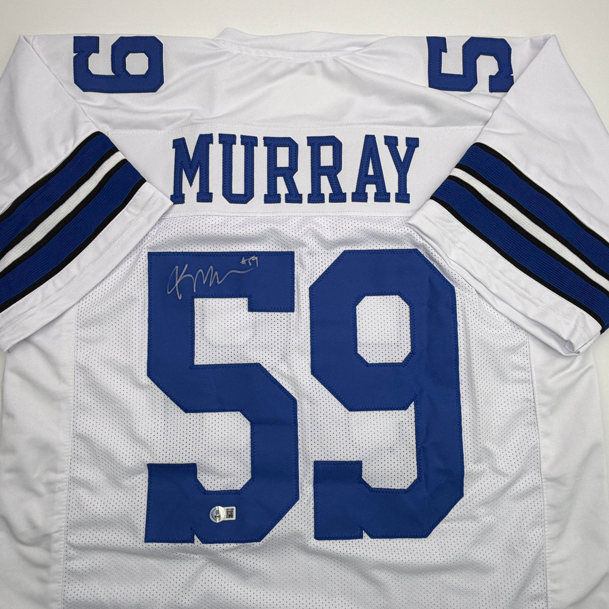 Autographed/Signed Kenneth Murray Jr. Dallas White Football Jersey Beckett BAS COA