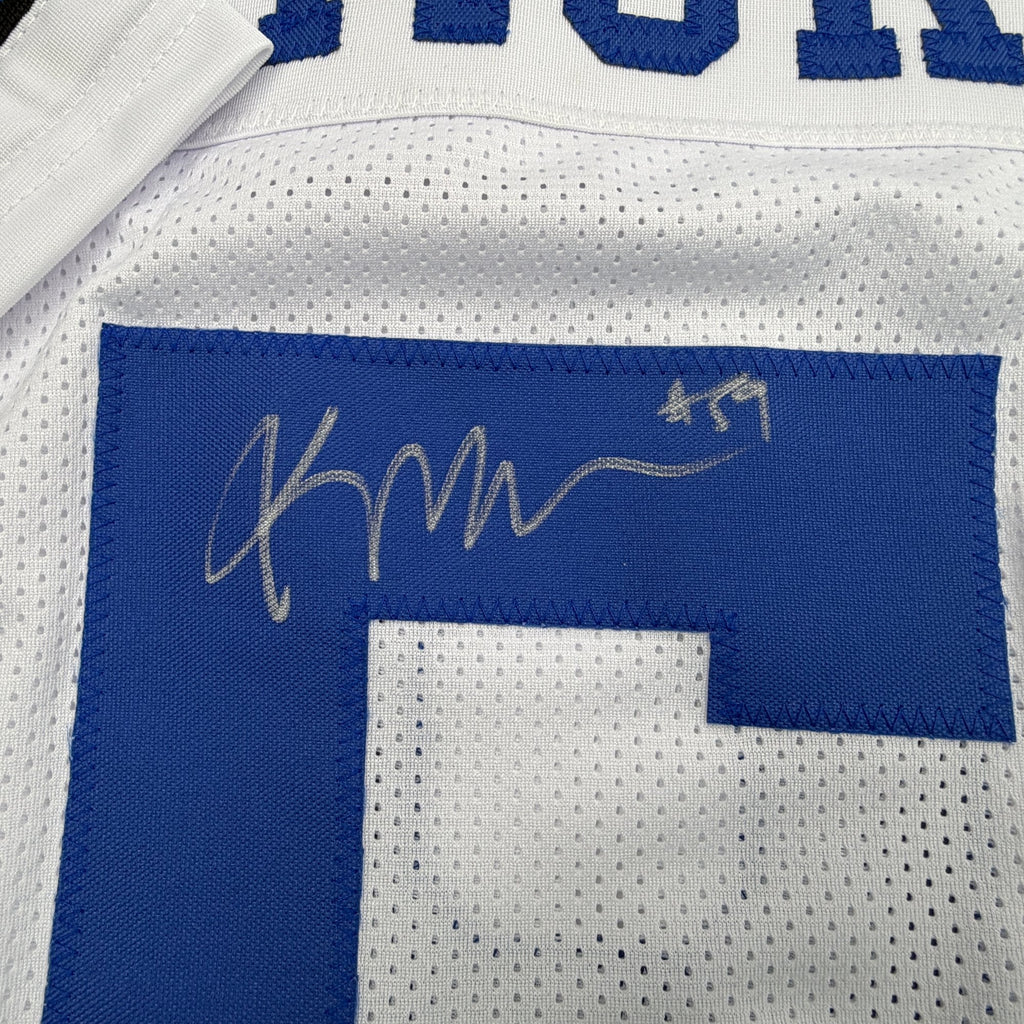 Autographed/Signed Kenneth Murray Jr. Dallas White Football Jersey Beckett BAS COA