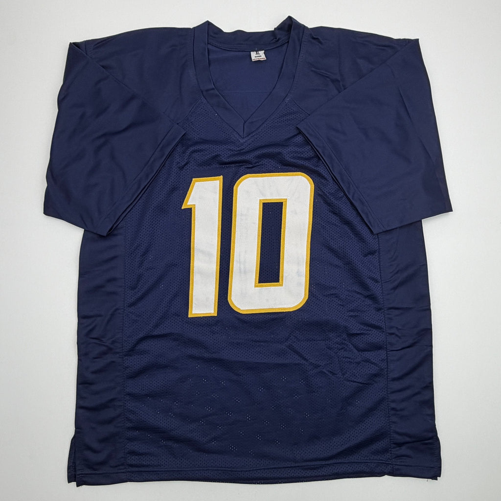 Autographed/Signed Justin Herbert Los Angeles San Diego Navy Blue Football Jersey Beckett BAS COA