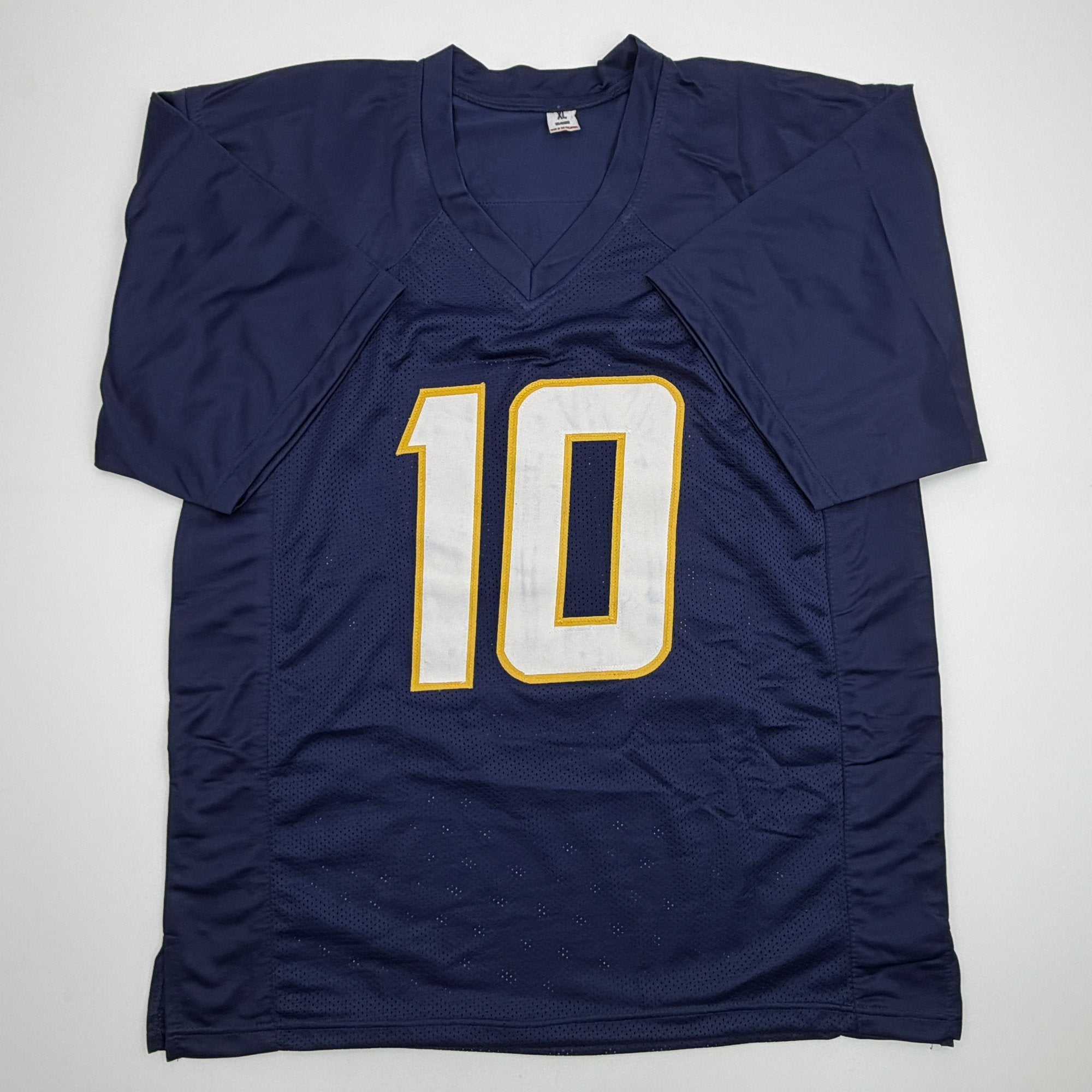 Autographed/Signed Justin Herbert Los Angeles San Diego Navy Blue Football Jersey Beckett BAS COA