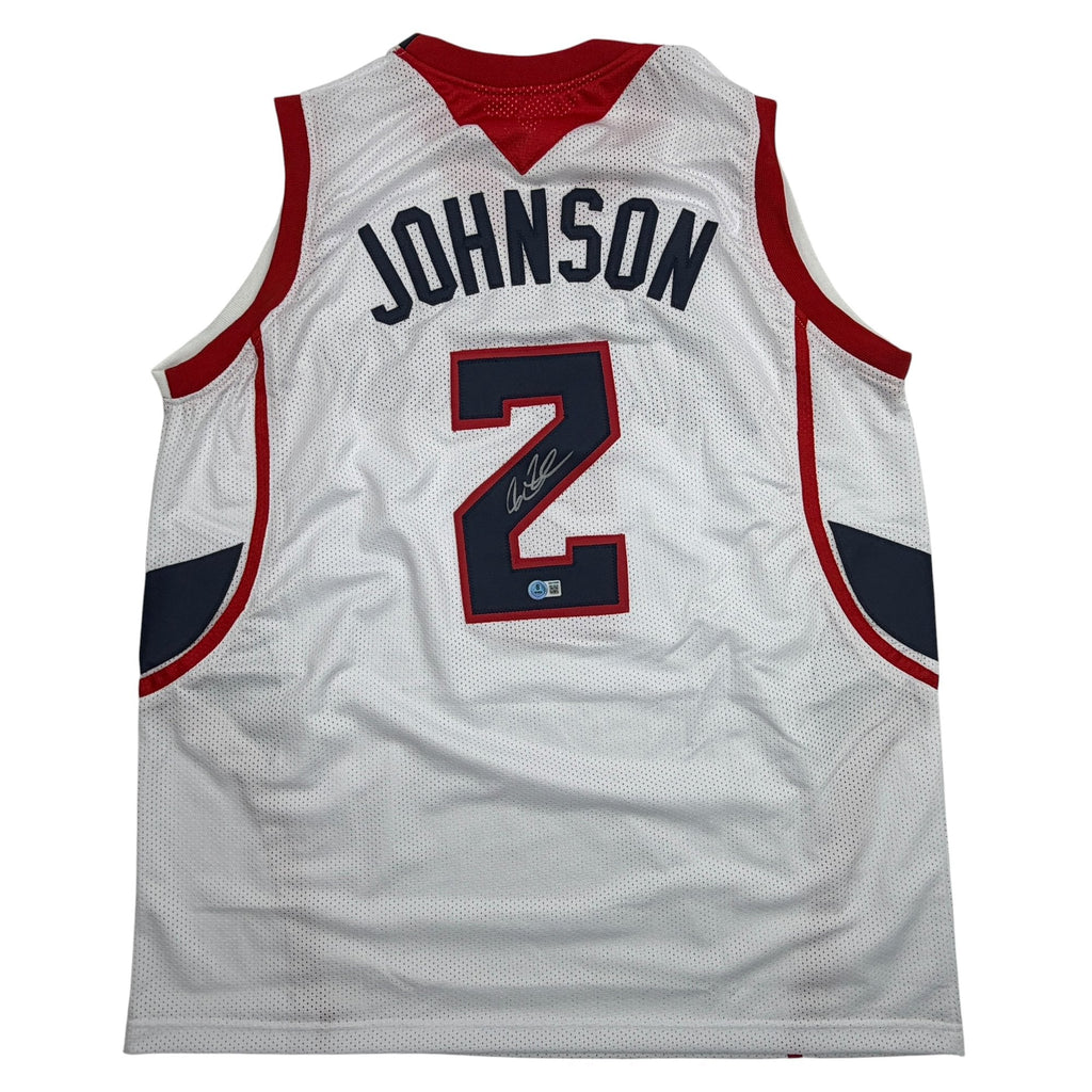 Autographed/Signed Joe Johnson Atlanta White Basketball Jersey Beckett BAS COA