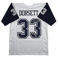 Autographed/Signed Tony Dorsett Dallas White Color Rush Football Jersey JSA COA