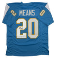 Autographed/Signed Natrone Means Los Angeles San Diego Powder Blue Football Jersey Beckett BAS COA