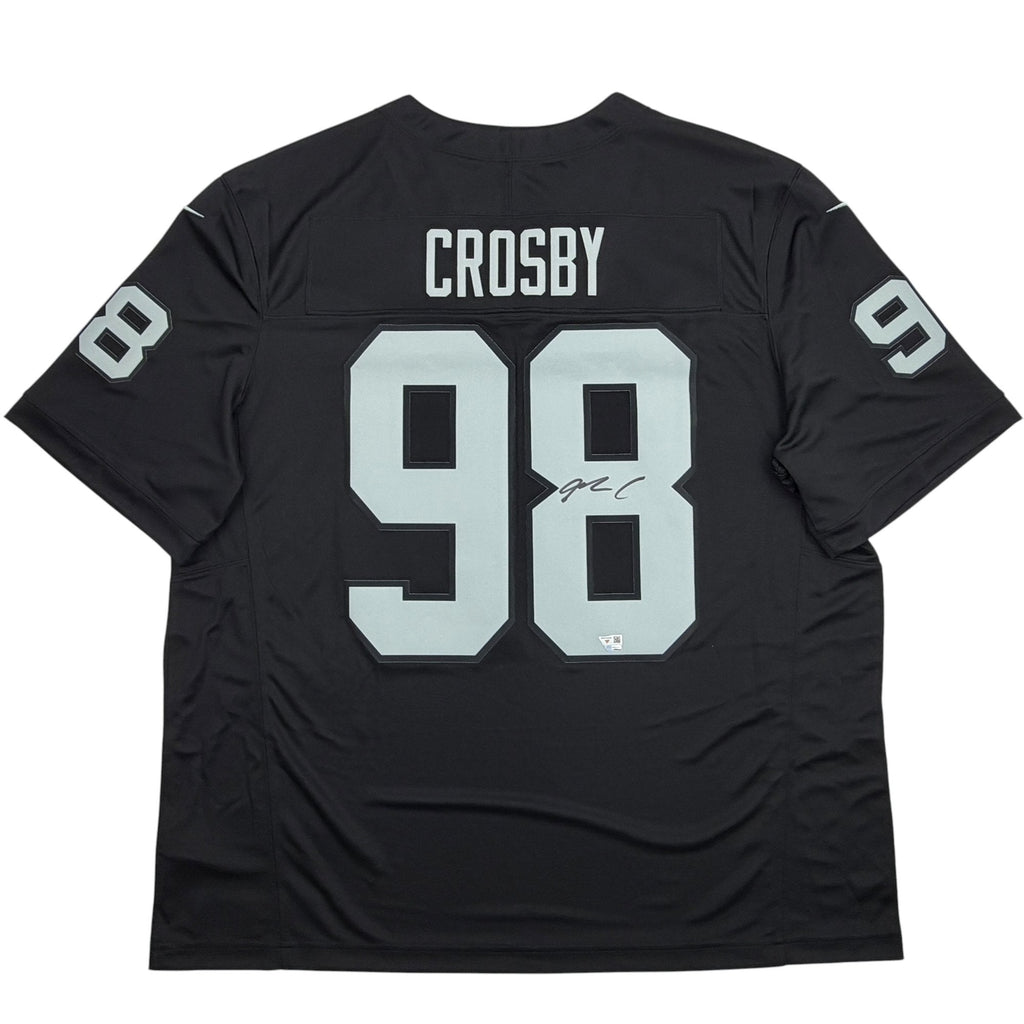 Autographed/Signed Maxx Crosby Oakland Las Vegas Raiders Black Authentic Football Jersey Fanatics COA