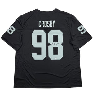 Autographed/Signed Maxx Crosby Oakland Las Vegas Raiders Black Authentic Football Jersey Fanatics COA