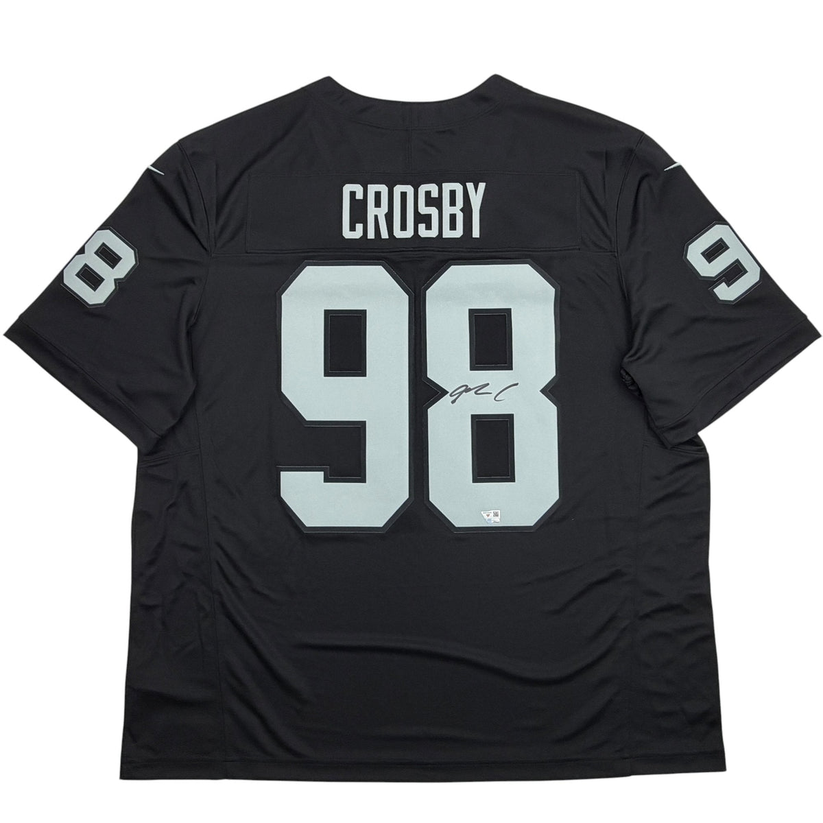 Autographed/Signed Maxx Crosby Oakland Las Vegas Raiders Black Authentic Football Jersey Fanatics COA
