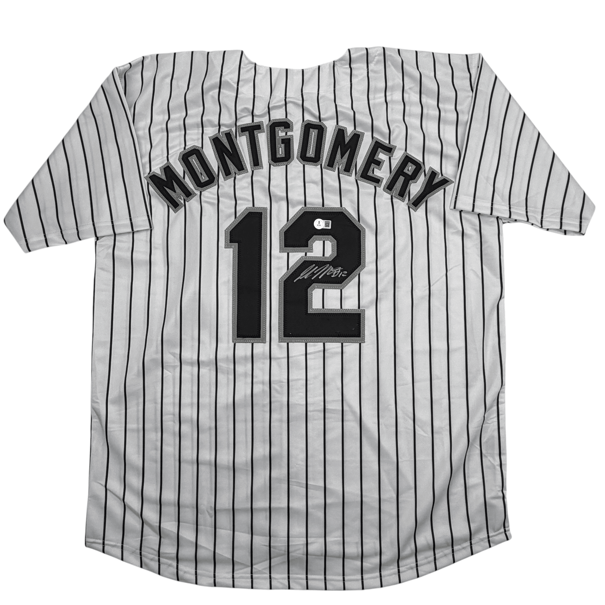 Autographed/Signed Colson Montgomery Chicago Pinstripe Baseball Jersey Beckett BAS COA
