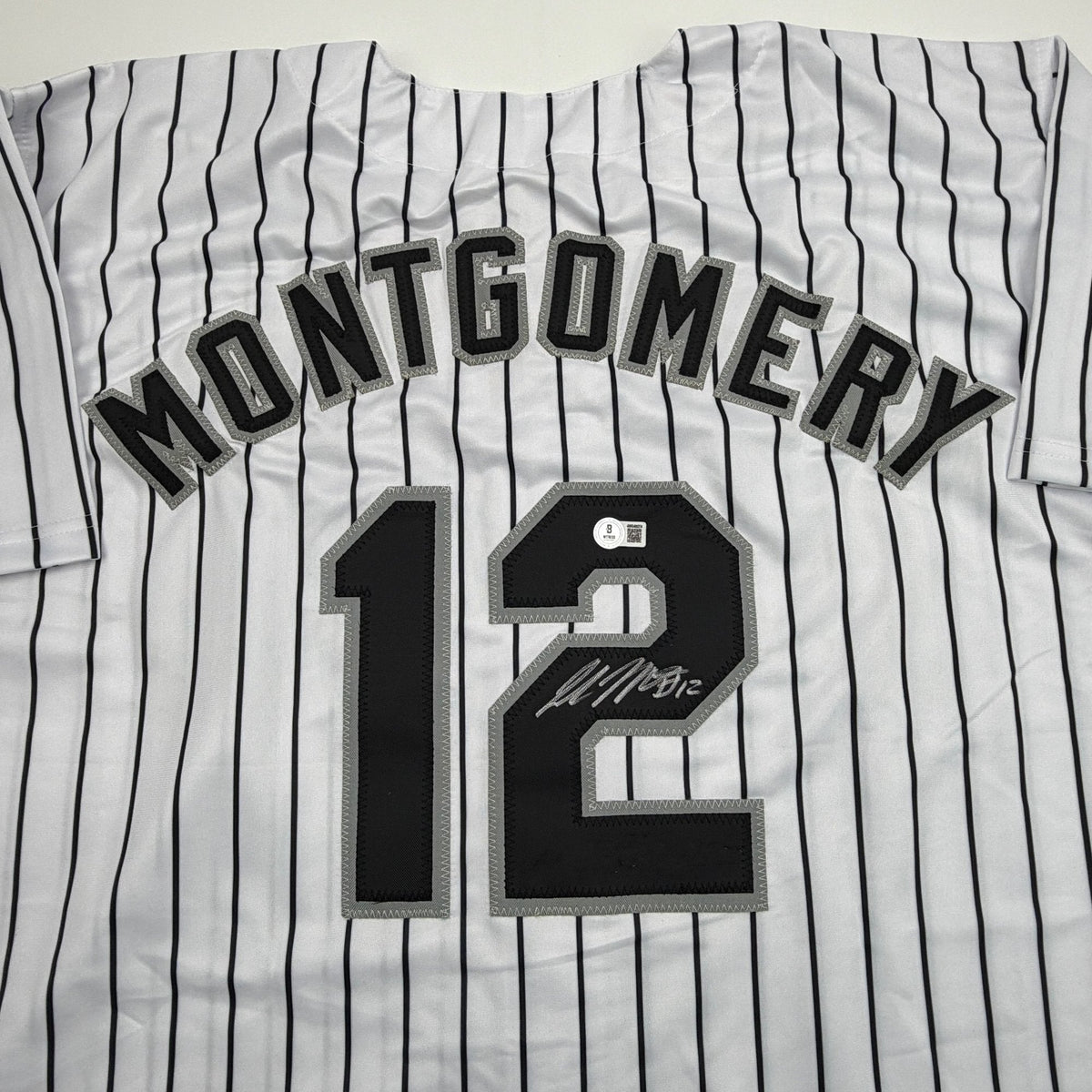 Autographed/Signed Colson Montgomery Chicago Pinstripe Baseball Jersey Beckett BAS COA