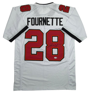 Autographed/Signed Leonard Fournette Tampa Bay White Football Jersey Beckett BAS COA