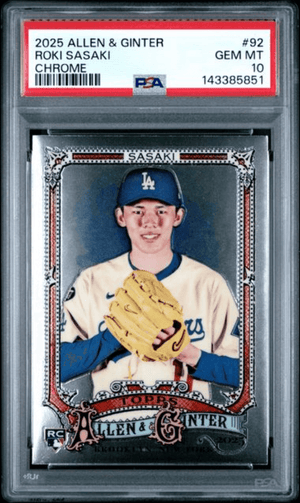 Graded 2025 Topps Allen & Ginter Roki Sasaki #92 Chrome Rookie RC Baseball Card PSA 10 Gem Mint