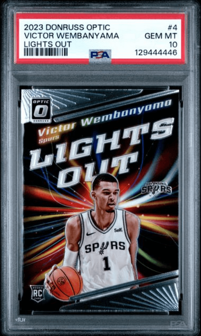 Graded 2023 Panini Donruss Optic Victor Wembanyama #4 Lights Out Rookie RC Basketball Card PSA 10 Gem Mint