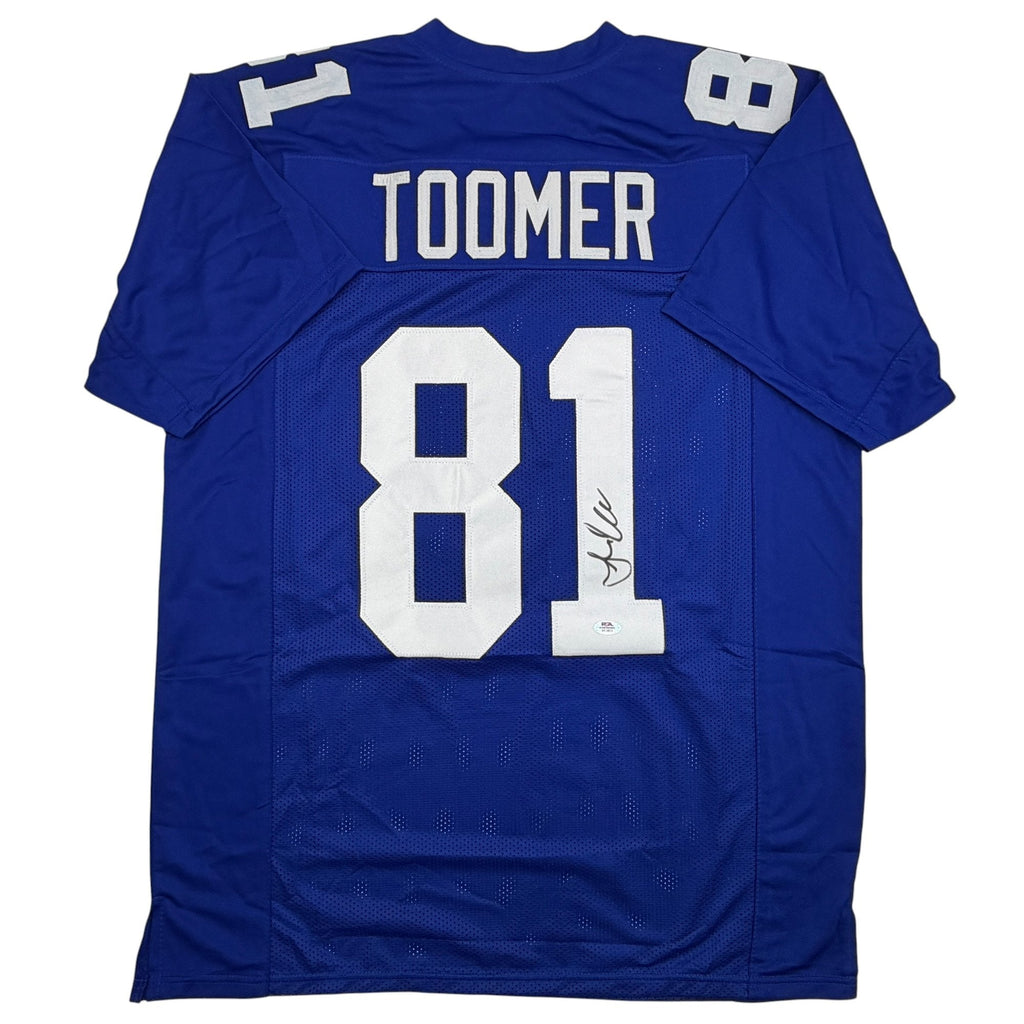Autographed/Signed Amani Toomer New York Blue Football Jersey PSA/DNA COA