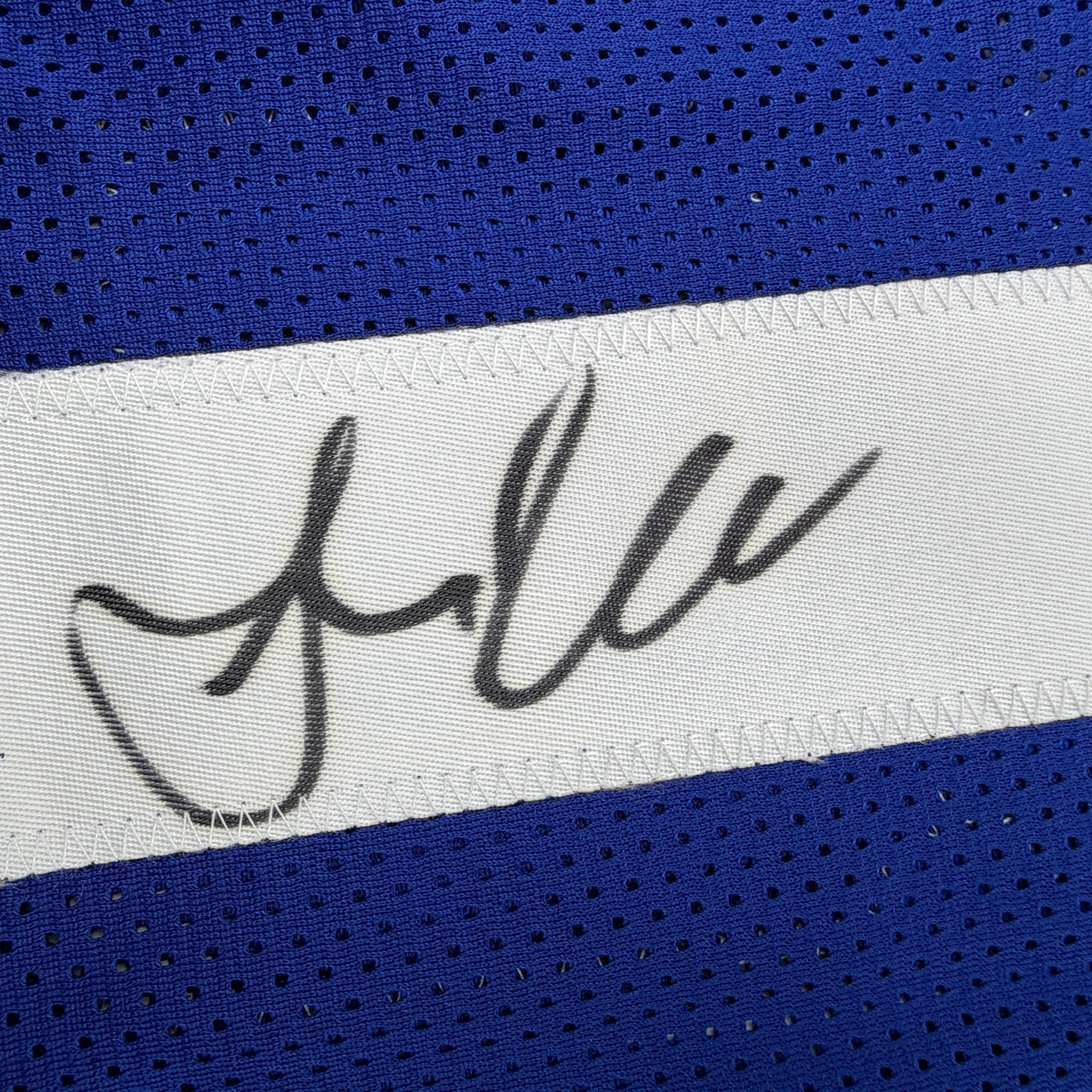 Autographed/Signed Amani Toomer New York Blue Football Jersey PSA/DNA COA