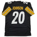 Autographed/Signed Kaleb Johnson Pittsburgh Black Football Jersey Beckett BAS COA